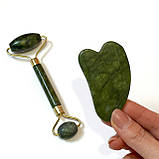 Нефритовий набір: ролер (двосторонній) + скребок Гуаша Ruby Face, фото 5