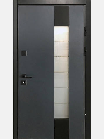 Двері вуличні, модель Thermo Steel Premium 22-12 lux, 2 замка, одинарні, склопакет, фото 1