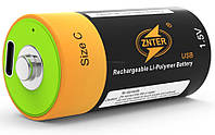 Батарейка аккумулятор ZNTER С 1,5V 5000 mAh заряд от Type C Cable