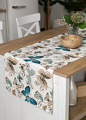 Доріжка на стіл (раннер) "Метеликі блакитні" 180х47см