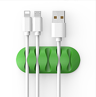 Органайзер для кабелів, силіконовий затискач для проводів, тримач кабелю (зелений)