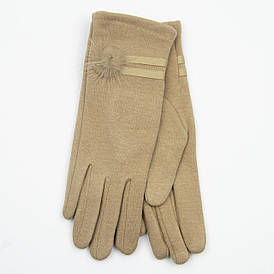 Жіночі трикотажні зимові рукавички на плюше (арт. 19-1-50/16) бежевий 6.5"