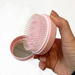 Компактний гребінець для волосся з дзеркалом, рожевий, фото 4
