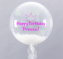 Напис Happy Birthday Princess рожевий пастель 25cм (найдовший рядок) кулька баблс, серце, зірка 18"