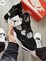 Черно-белые мужские кроссы Найк Аир Джордан 4 Ретро. Кроссовки для мужчин Nike Air Jordan Retro 4 Flіght. 40