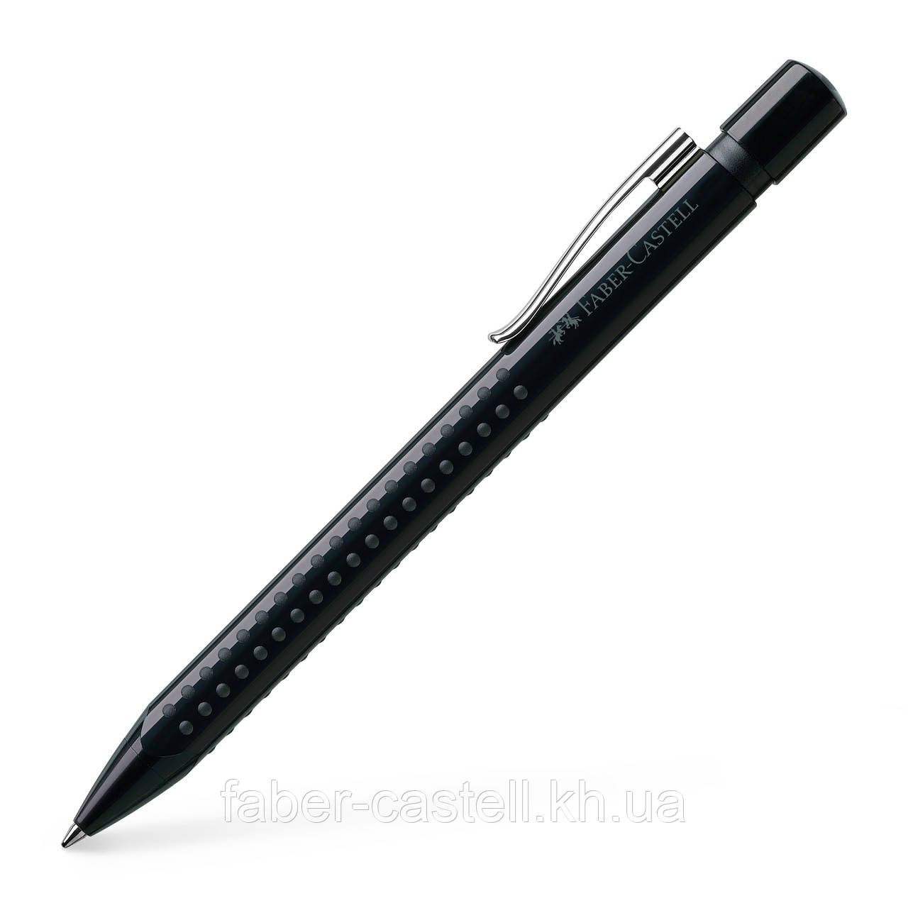 Ручка кулькова автоматична Faber-Castell Grip 2010 black, корпус чорний, стрижень синій М (0.7 мм), 243999