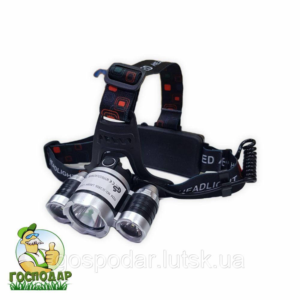 Налобний ліхтар High Power Headlamp 3xT6, фото 1