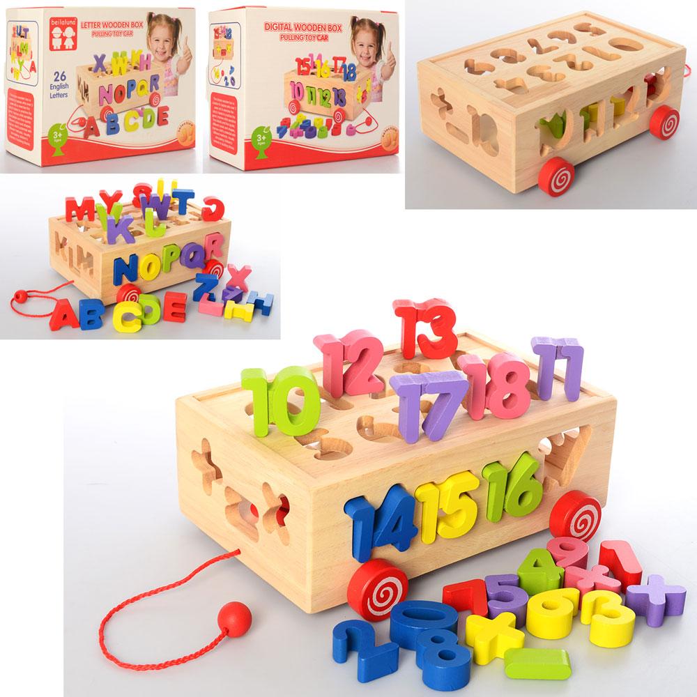 ТЕРВ'ЯНА ГРУШКА СОРТЕР MD 2422 каталка, цифри, літери в кор-ку, 25-19,5-10см, фото 1