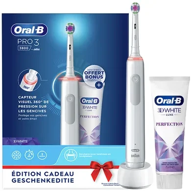 Електрична зубна щітка Braun Oral-B PRO 3 3800 3DWhite + зубна паста в подарунок