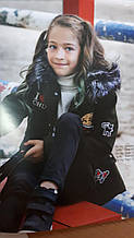 Куртка парка з нашивками на дівчинку з капюшоном на змійці 7 - 14 років