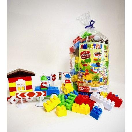 КОНСТРУКТОР З ВИЛИКИМИ ДЕТАЛЯМИ 115/10 132 дет "BAMSIC" тубус, фото 1