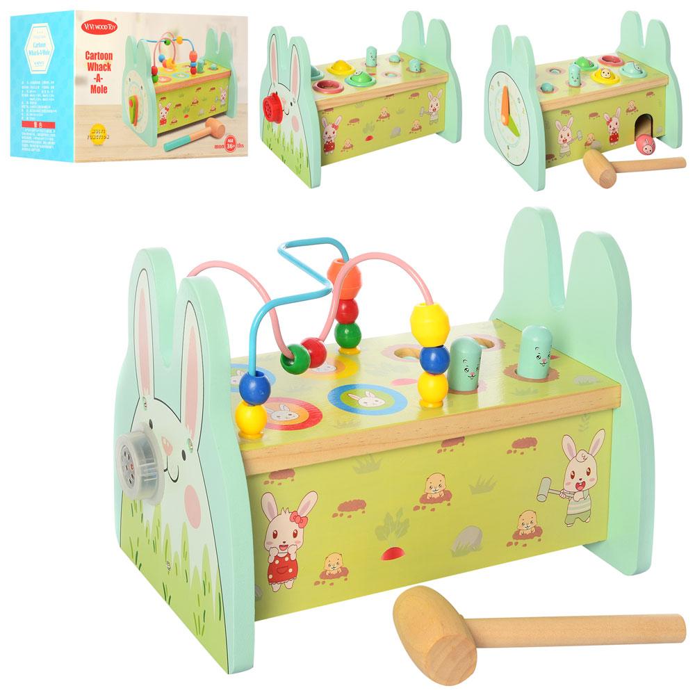 ДЕРВ'ЯНА ІГРУШКА Стукалка MD 2357 муз,2 різновиди (годинник/лабіринт), у кор-ку,31-20-16,5 см, фото 1