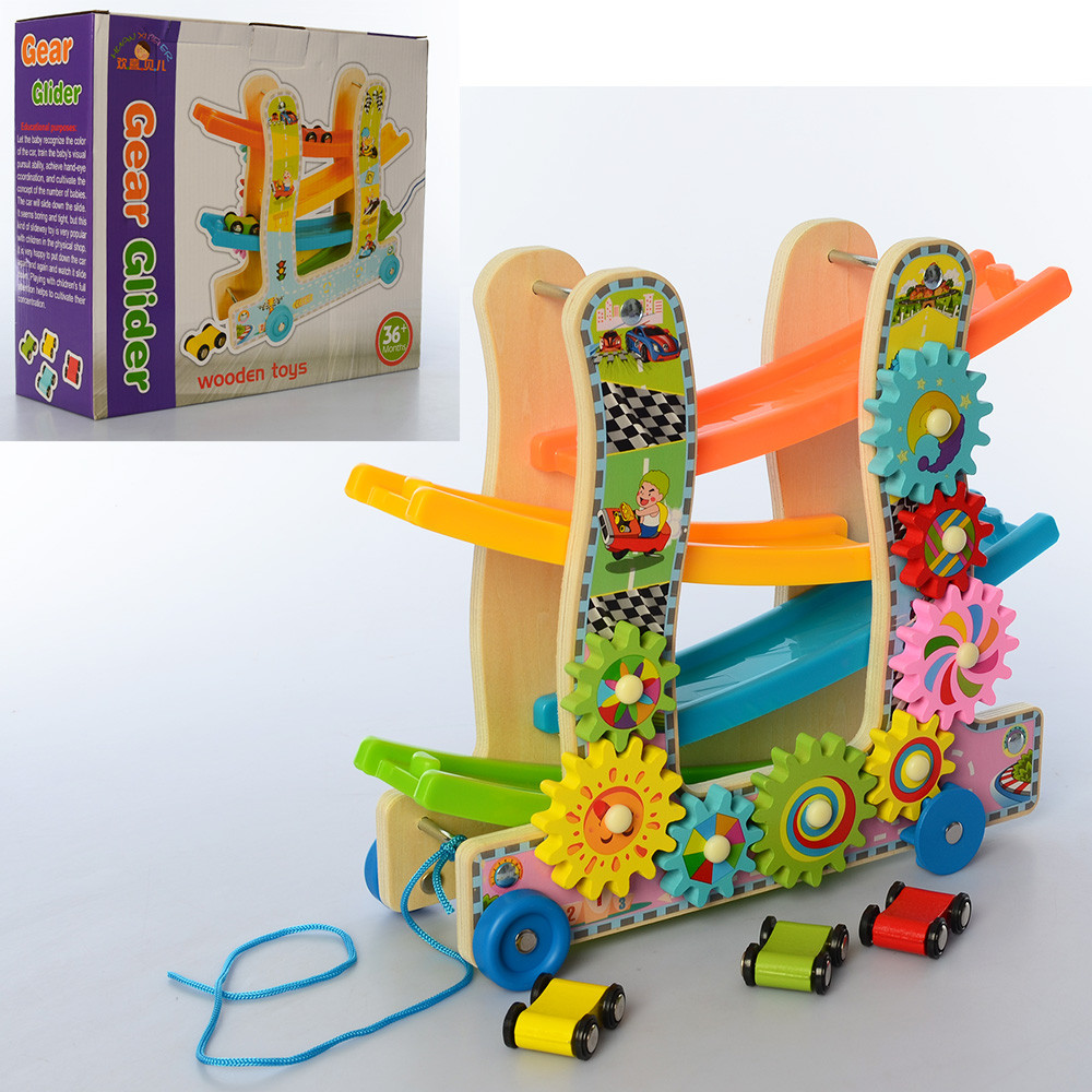 ТЕРВ'ЯНА ГРУШКА арт MD 2594 ТРЕК машинки 4 см 3 шт., шестерні, в кор-ку, 30,5-26-10 см, фото 1