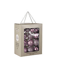 Елочные стеклянные шарики "House of Seasons" комплект 26 шт, Ø 7/6/5 см сиреневые