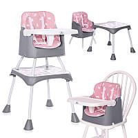 Стульчик стульчик-бустер и столик для кормления 3в1 розовый Lorelli Trick 3в1 Pink Bears 6 месяцев до 3-х лет
