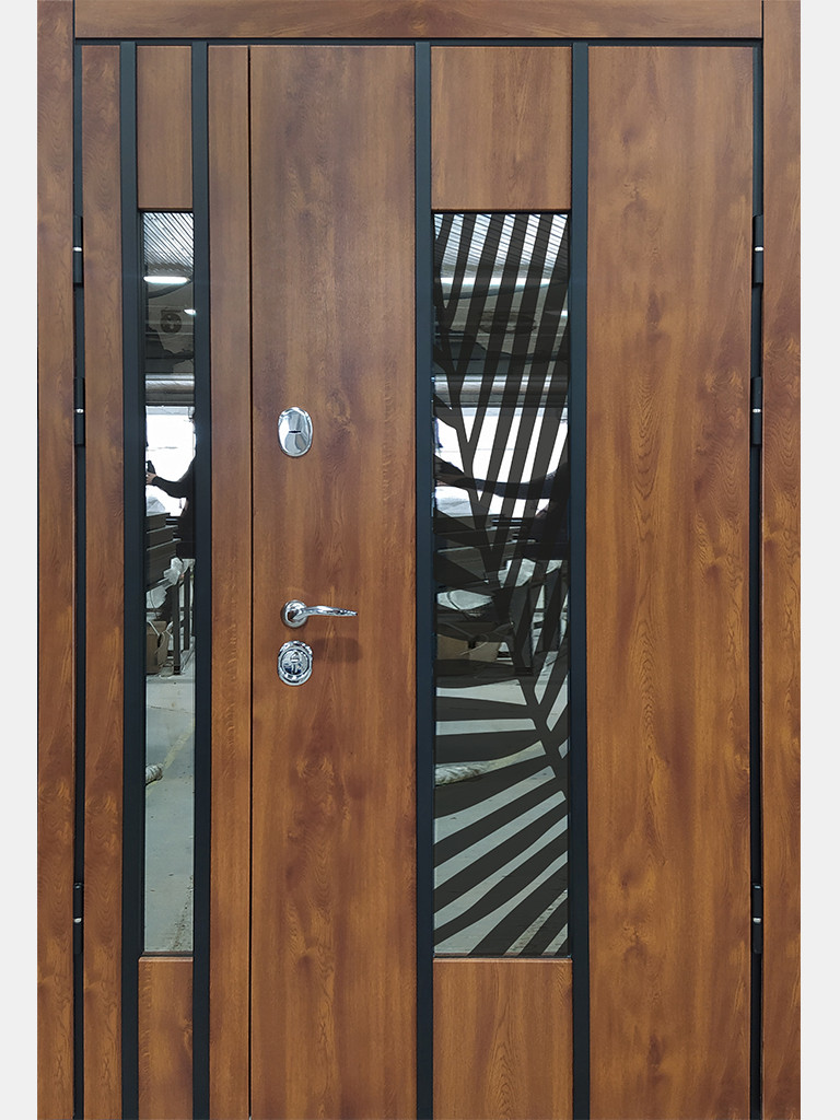 Двері вуличні, модель Thermo Steel Standart 22-17, 2 замки, полуторні, склопакет і ковка