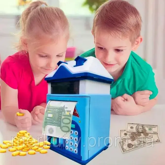 Дитяча копилка сейф з кодовим замком відбитком пальця BankBox "Чарівний Домик" piggy bank