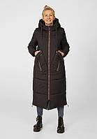 Зимнее женское пальто пуховик Меган на тинсулейте с вшитым капюшоном 46-58 размера расцветки Черный, 46