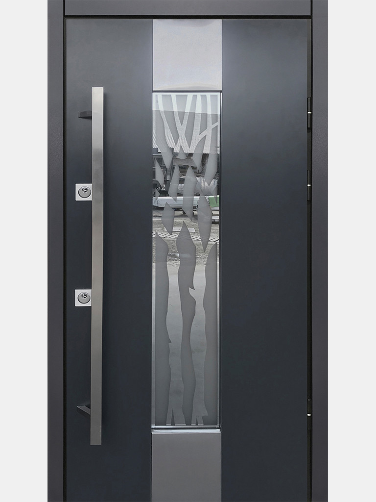 Двері вуличні, модель Thermo Steel Premium 22-21 lux, 2 замка, одинарні, склопакет