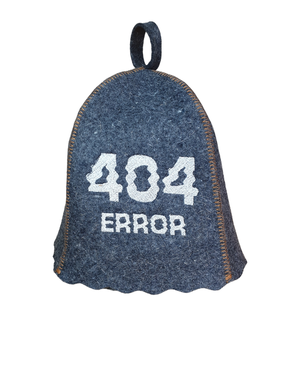 Шапка для сауни з вишивкою '404 error', серый войлок, Sauna Pro
