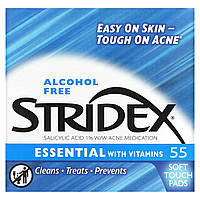 Stridex, Single-Step Acne Control, не содержащие спирта , 55 мягких салфеток, 4.21 в каждой