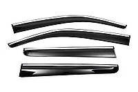 Ветровики для Volkswagen Amarok 2010-2022 гг с хромом (4 шт, Sunplex Chrome) | Дефлекторы окон