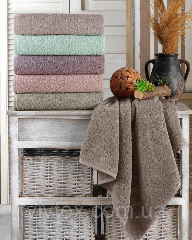 Рушник махровий Gulcan Motif Lux vip 70х140 (Туреччина) упаковка 6 шт.