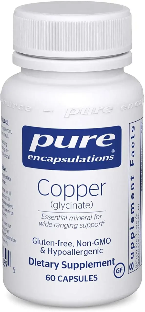Мідь (гліцинат), Copper (Glycinate), Pure Encapsulations, 60 капсул BX116