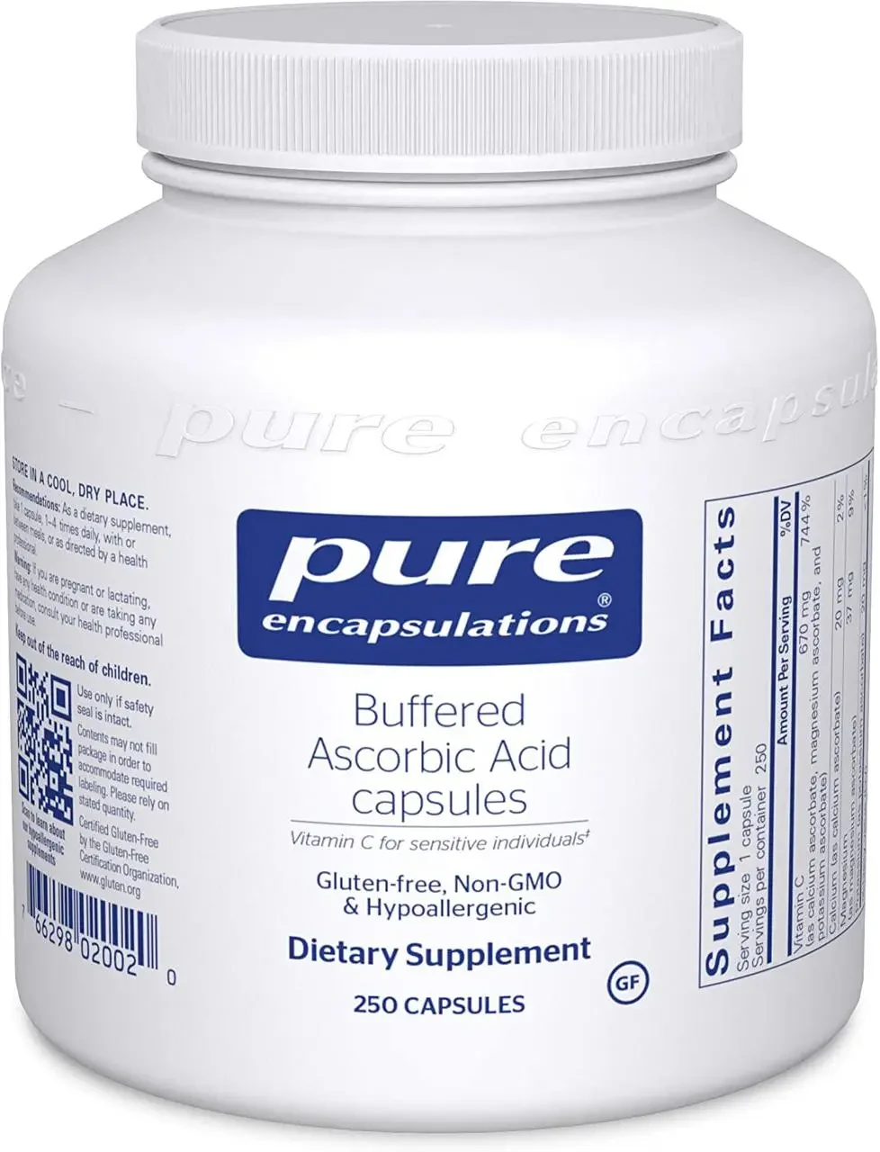 Pure Encapsulations Buffered Ascorbic Acid / Буфферизований вітамін C 250 капс BX290