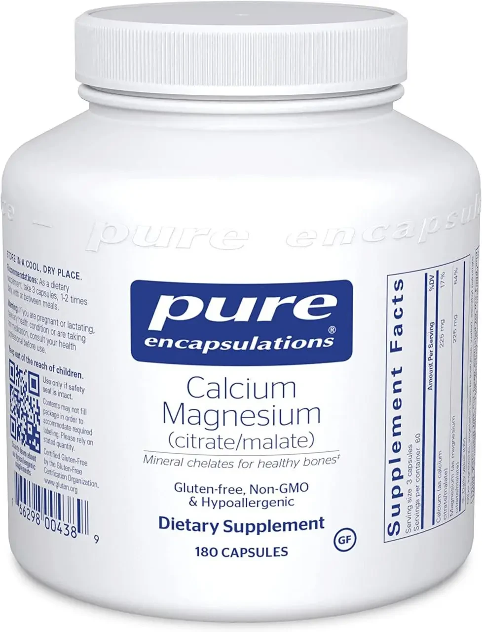 Pure Encapsulations Calcium Magnesium (Citrate/Malate) / Кальцій магній цитрат малат 180 капс BX234