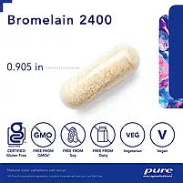 Pure Encapsulations Bromelain 2400/Бромелаїн 500 мг. Ферменти для перетравлення широкого спектра білка 60 кап, фото 3
