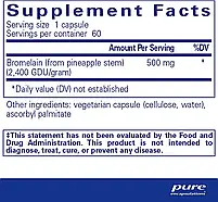 Pure Encapsulations Bromelain 2400/Бромелаїн 500 мг. Ферменти для перетравлення широкого спектра білка 60 кап, фото 2