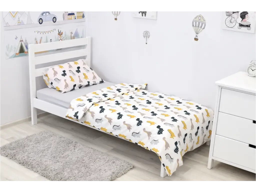 Ліжко односпальне дерев'яне Еко 90-200 см (біле)