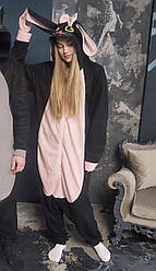 Кігурумі костюм піжама Кролик з бантиком (розміри на зріст від 181 до 200+ см ) чорний