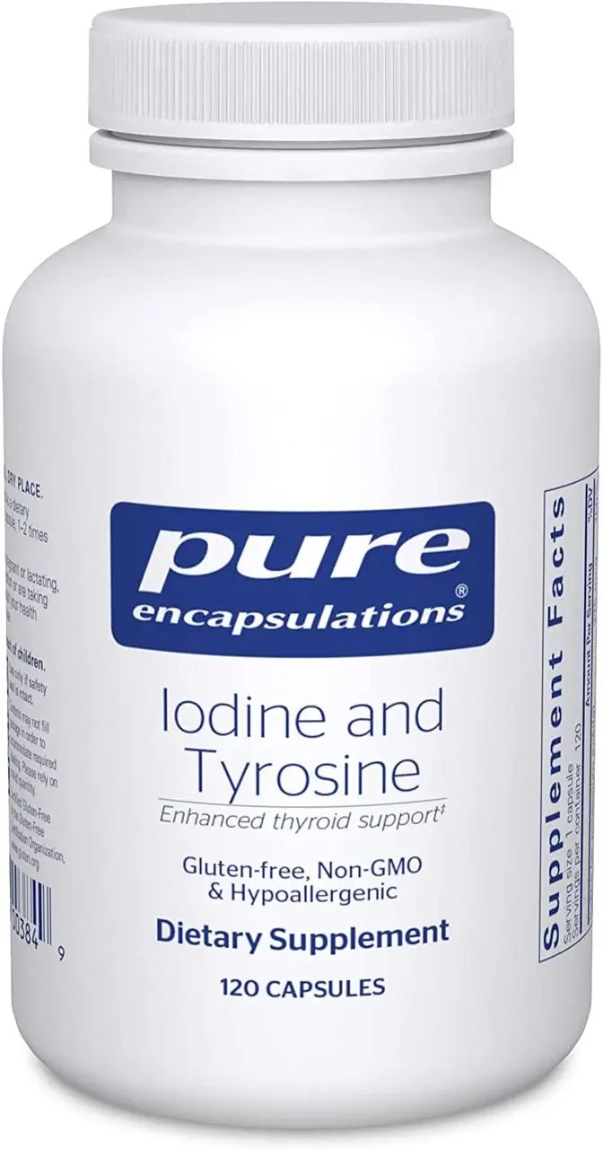 Pure Encapsulations Iodine and Tyrosine / Йод і тирозин для підтримки щитоподібної залози 120 капс BX159