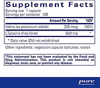 Pure Encapsulations Iodine and Tyrosine / Йод і тирозин для підтримки щитоподібної залози 120 капс BX159, фото 3