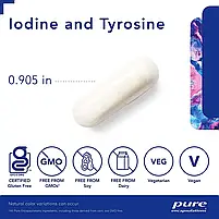 Pure Encapsulations Iodine and Tyrosine / Йод і тирозин для підтримки щитоподібної залози 120 капс BX159, фото 4