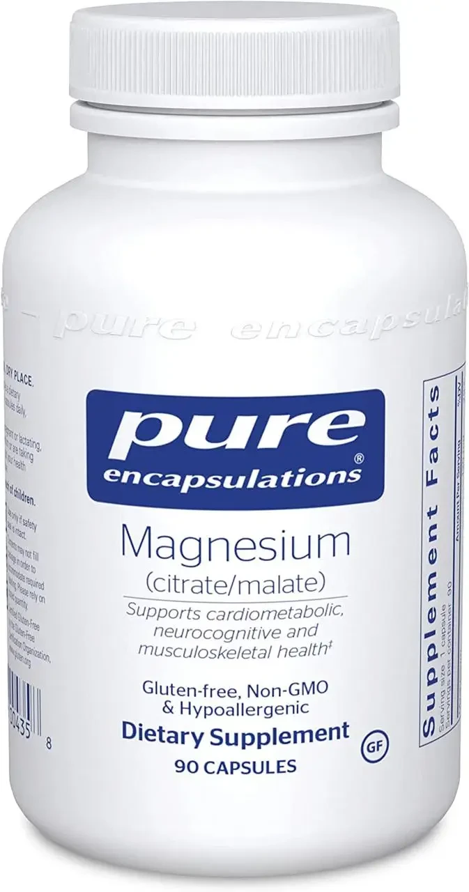 Магній (цитрат/ малат), Magnesium citrate malate, Pure Encapsulations, 90 кап. BX537, фото 1