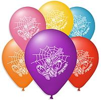 Кулі повітряні латексні різнокольорові з малюнком Людина павук Спайдермен 10" 26 см поштучно