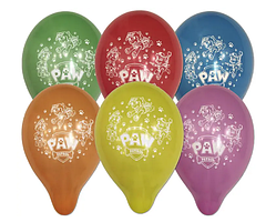 Кулі повітряні латексні різнокольорові з малюнком Щенячий патруль 10" 26 см поштучно