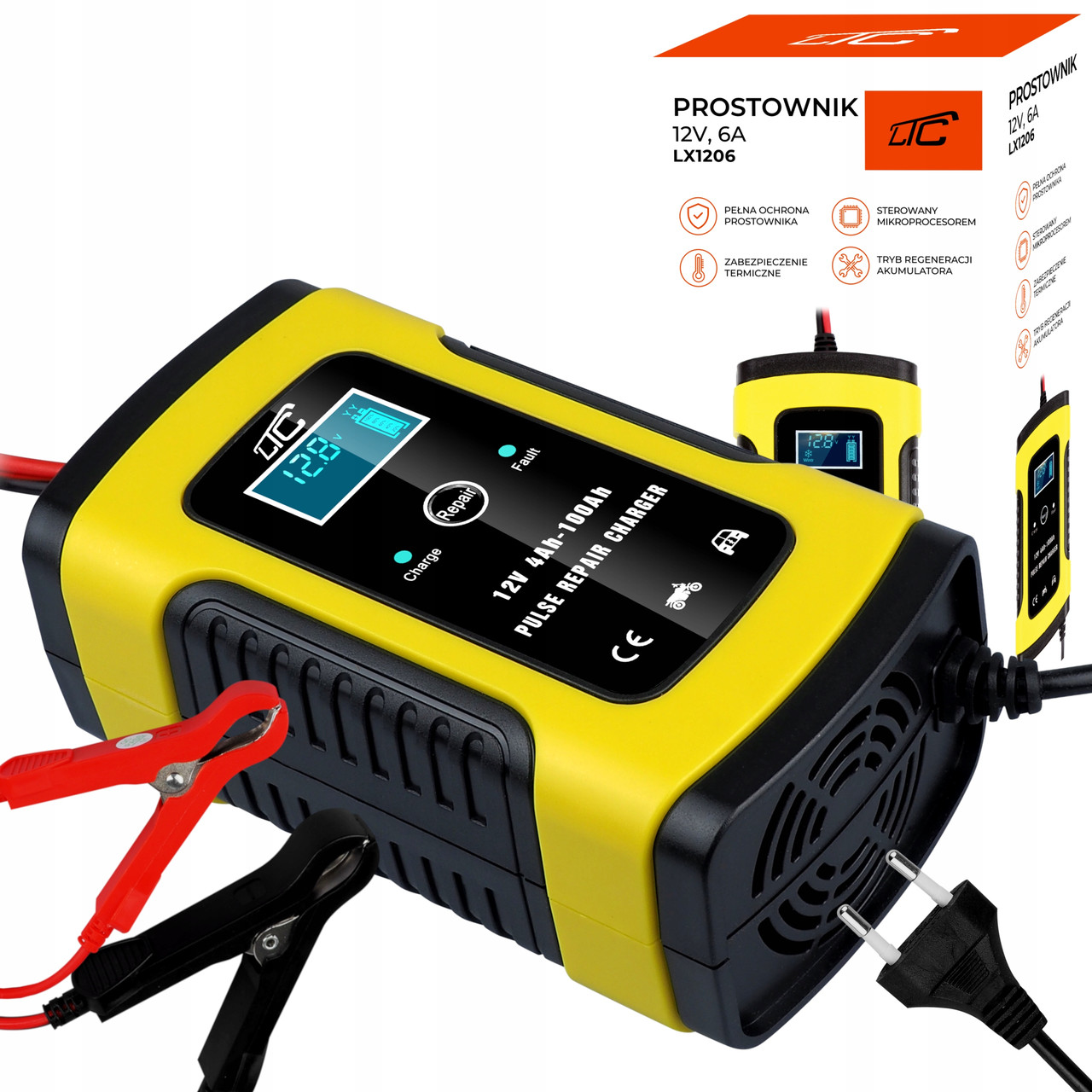 ПОТУЖНИЙ АВТОМАТИЧНИЙ ЗАРЯДНИЙ ПРИСТРІЙ LCD 100Ah LCD 12V 6A