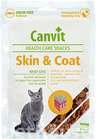 Canvit Skin and Coat полувлажные лакомства с лососем для кожи и шерсти кошек 100 г