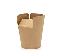Бумажный контейнер с круглым дном, упаковка для лапши и фаст-фуда 500 мл.Крафт