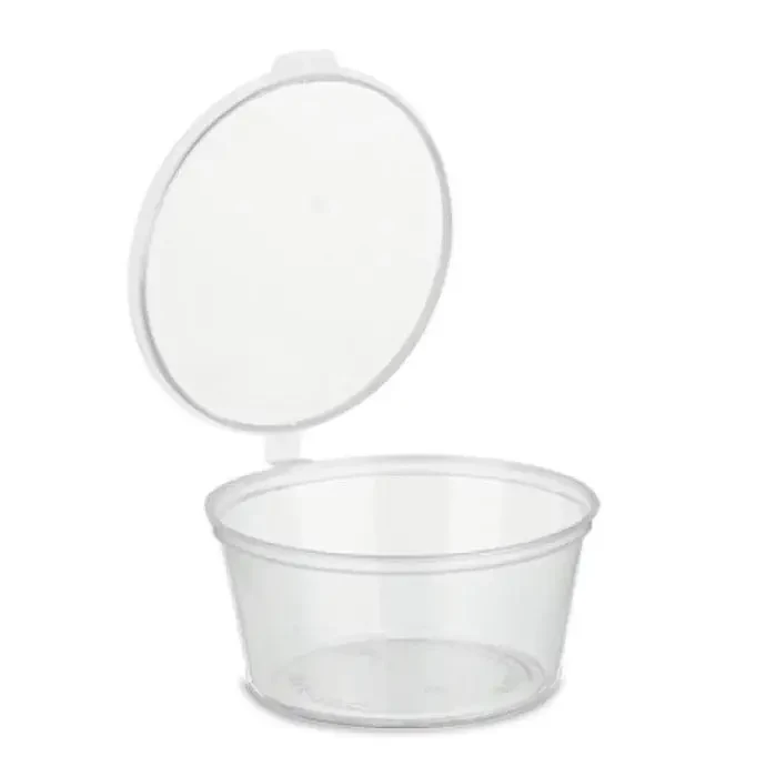 Соусник круглий PP з кришкою 50мл напівпрозорий, упаковка 50 шт, фото 1