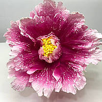 Цветок Тюльпан для декора, большой, цвет - малиновый с белым