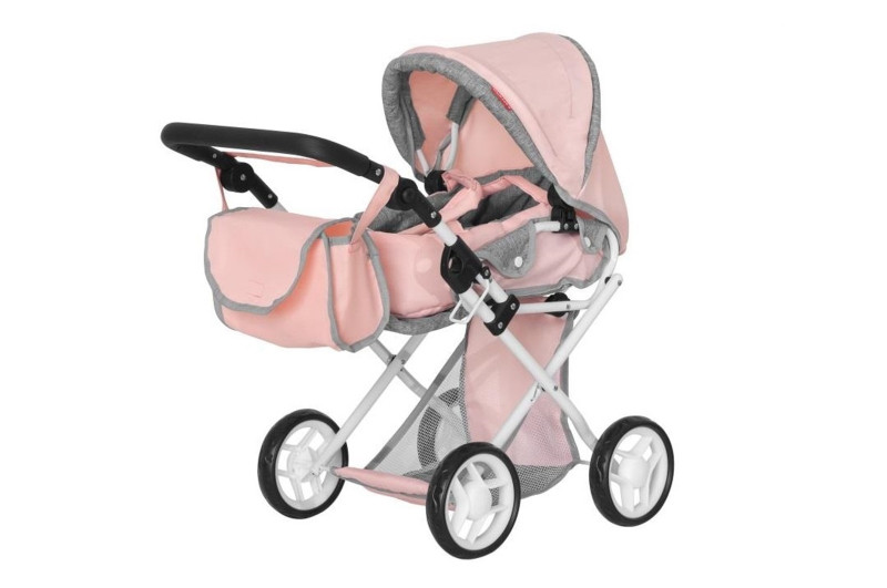 Візок для ляльки CARRELLO UNICO 9346 PINK з сумкою, металевий, коробка 45*15*36,5 см