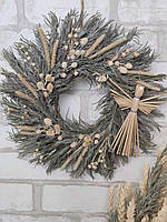 Рождественский венок с ангелом из сухоцветов и листьев лаванди, рождественский венок на двери, диаметр 30 см