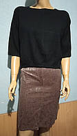 Женская юбка миди Италия высокая талия шелк коттон-мемори с жаккардовым узором мокко 44 (M) 48