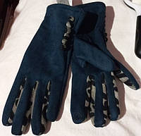Перчатки женские бледно синие тонкие типа искусственная замша ткань