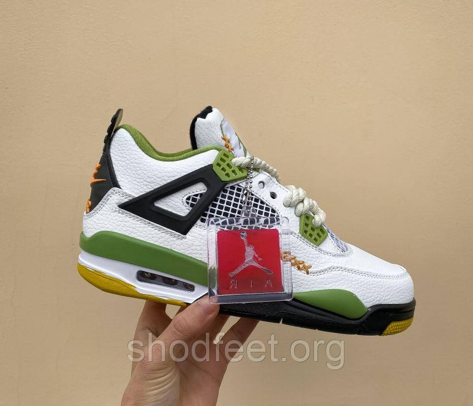 Чоловічі баскетбольні кросівки Nike Air Jordan 4 x Travis Scott White Black Dark Green джордан 4 тревіс скот